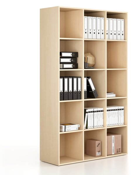 Regál FRAME, vysoký, 3 stĺpce, 2162 x 1299 x 450 mm, breza