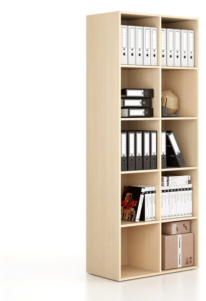 Regál FRAME, vysoký, 2 stĺpce, 2162 x 872 x 450 mm, breza