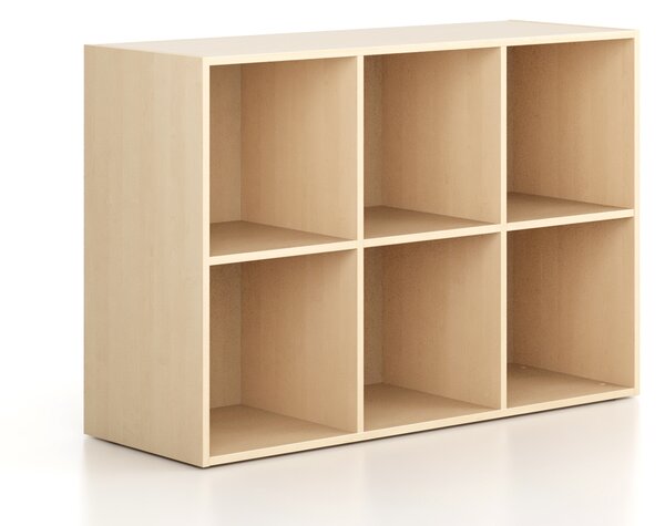 Regál FRAME, nízky, 3 stĺpce, 881 x 1299 x 450 mm, breza