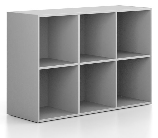 Regál FRAME, nízky, 3 stĺpce, 881 x 1299 x 450 mm, sivá