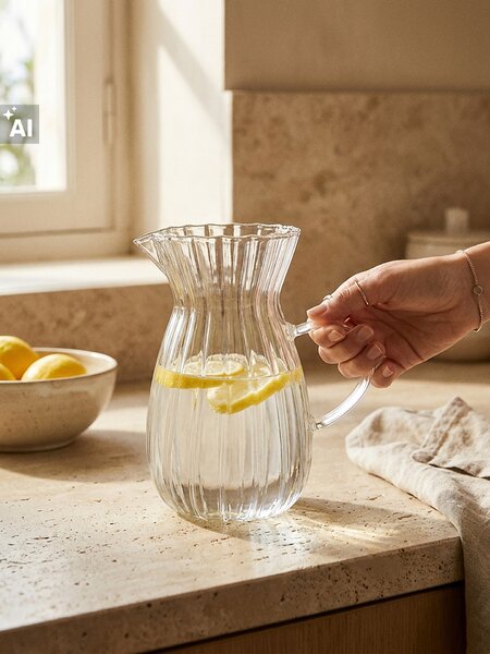 Sinsay - Sklenený džbán s ryhovaním - clear