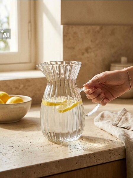 Sinsay - Sklenený džbán s ryhovaním - clear