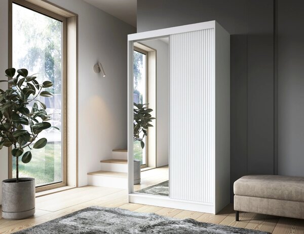Zrkadlová skriňa s posuvnými dverami 120 cm SELIORA - biela