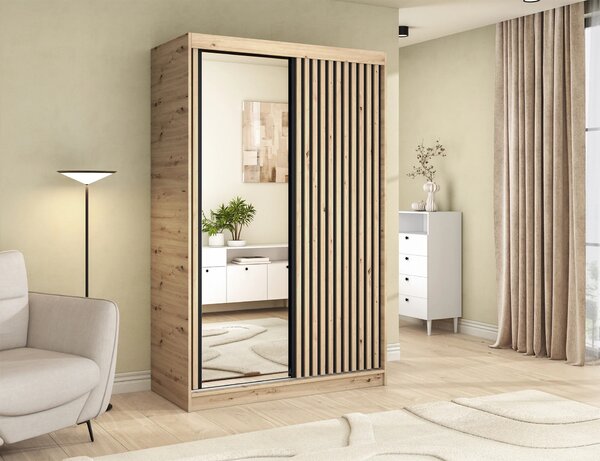 Šatníková skriňa s posuvnými dverami 120 cm ZORIANA - dub artisan