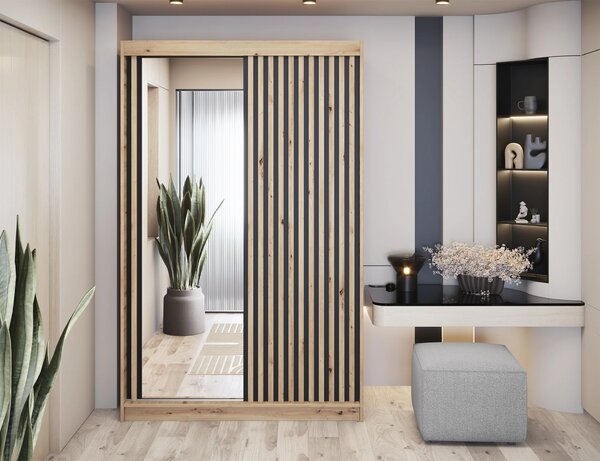 Šatníková skriňa s posuvnými dverami 120 cm ZORIANA - dub artisan