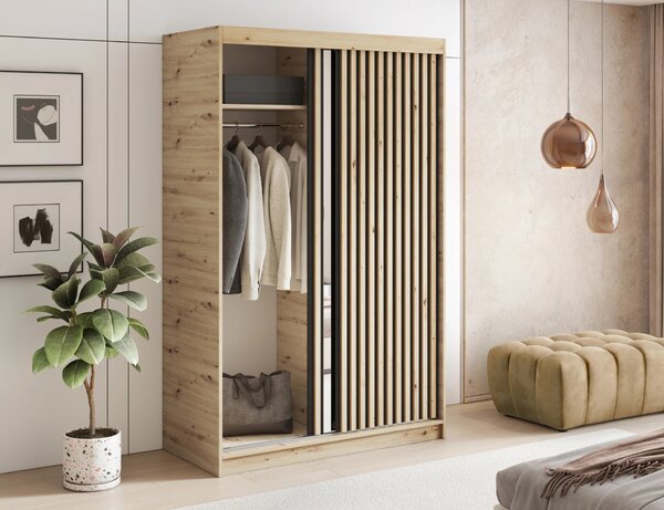 Šatníková skriňa s posuvnými dverami 120 cm ZORIANA - dub artisan