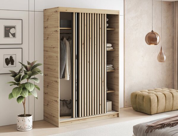 Šatníková skriňa s posuvnými dverami 120 cm ZORIANA - dub artisan