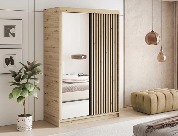 Šatníková skriňa s posuvnými dverami 120 cm ZORIANA - dub artisan