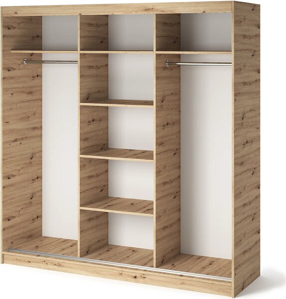 Šatníková skriňa s posuvnými dverami 180 cm ZORIANA - dub artisan