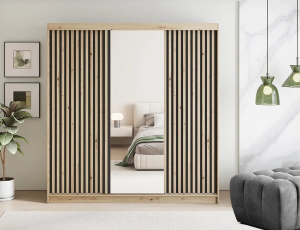 Šatníková skriňa s posuvnými dverami 180 cm ZORIANA - dub artisan