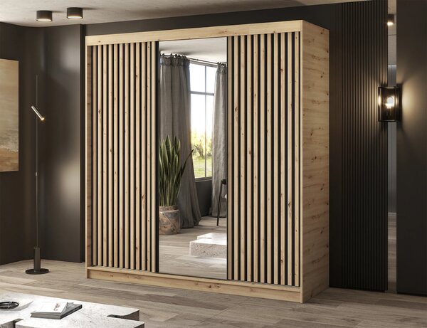 Šatníková skriňa s posuvnými dverami 180 cm ZORIANA - dub artisan