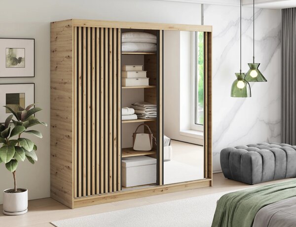 Šatníková skriňa s posuvnými dverami 180 cm ZORIANA - dub artisan