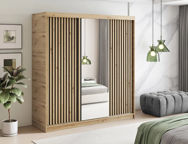 Šatníková skriňa s posuvnými dverami 180 cm ZORIANA - dub artisan