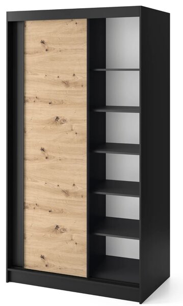 Šatníková skriňa s posuvnými dverami 120 cm OLIVIERA - čierna / dub artisan