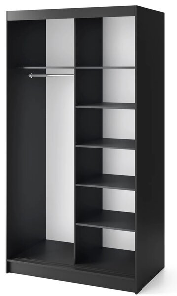Šatníková skriňa s posuvnými dverami a zrkadlom 120 cm OLIVIERA - čierna / dub artisan
