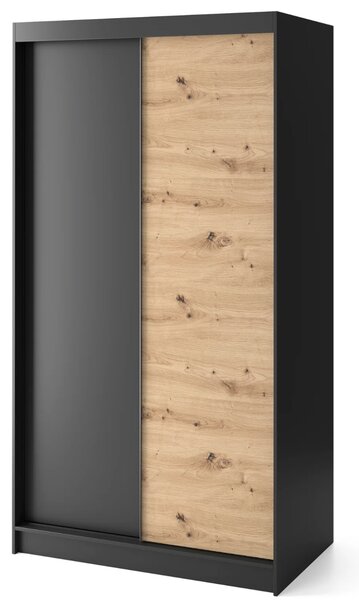 Šatníková skriňa s posuvnými dverami 120 cm OLIVIERA - čierna / dub artisan
