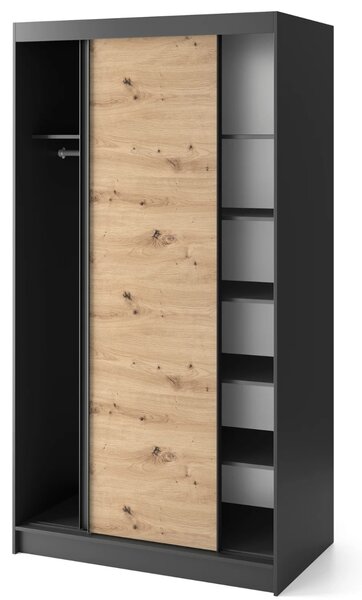 Šatníková skriňa s posuvnými dverami 120 cm OLIVIERA - čierna / dub artisan