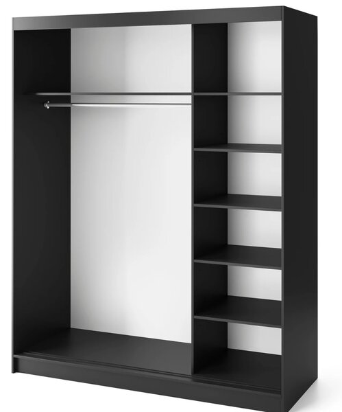 Šatníková skriňa s posuvnými dverami 180 cm OLIVIERA - čierna / dub artisan