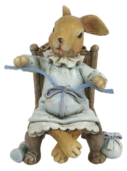 Dekorácie králika v košieľke na stoličke - 8 * 7 * 10 cm