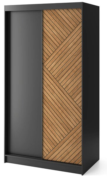 Šatníková skriňa s posuvnými dverami 120 cm VALORA - čierna / dub karamel