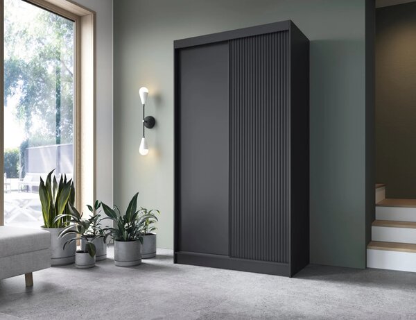 Šatníková skriňa s posuvnými dverami 120 cm CALYPTRA - čierna