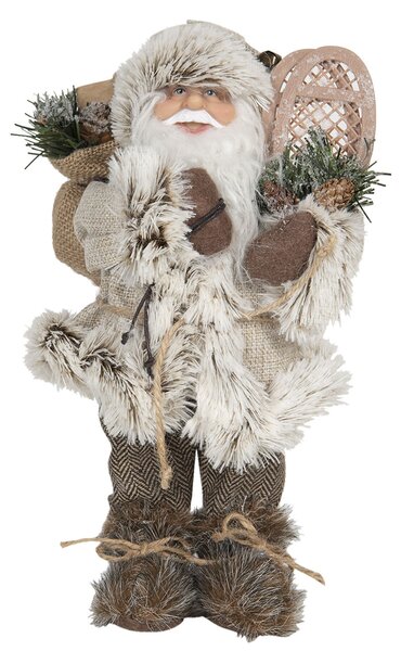 Vianočné dekorácie Santa v kožuchu s vrecom darčekov - 15 * 11 * 30 cm