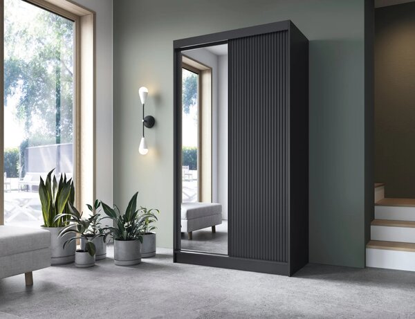 Zrkadlová skriňa s posuvnými dverami 120 cm CALYPTRA - čierna