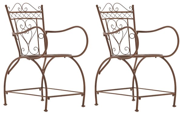 Kovová stolička Sheela s područkami (SET 2 ks) - Hnedá antik