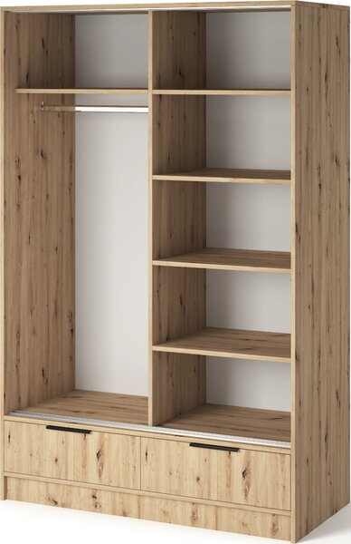 Zrkadlová šatníková skriňa 120 cm HELIORA - dub artisan