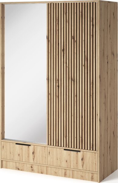 Zrkadlová šatníková skriňa 120 cm HELIORA - dub artisan