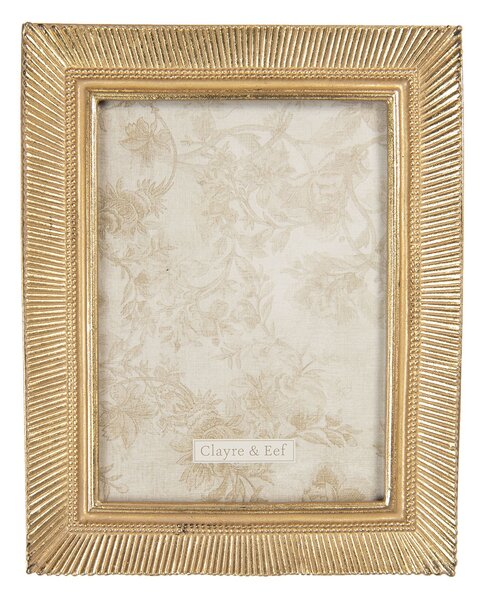 Zlatý vintage rámik na fotografie s prúžkami - 18 * 2 * 22 cm / 13 * 18 cm