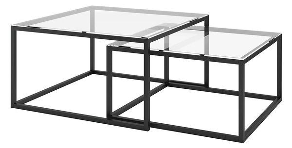 Set konferenčných stolíkov MALRIK - transparentný / čierny