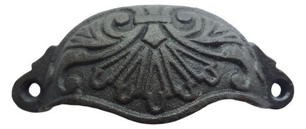 Čierna liatinová úchytka so zdobením - 11 * 2,5 * 4,5 cm