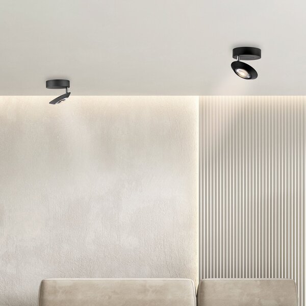 Stropné Lampa PURE, Oculis, stmievateľné, Čierna, Obývacia izba, Kov, Moderný