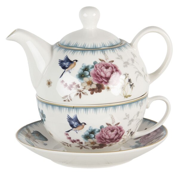 Tea for one s motívom kvetín a vtáčika Pivoine - 0,46L