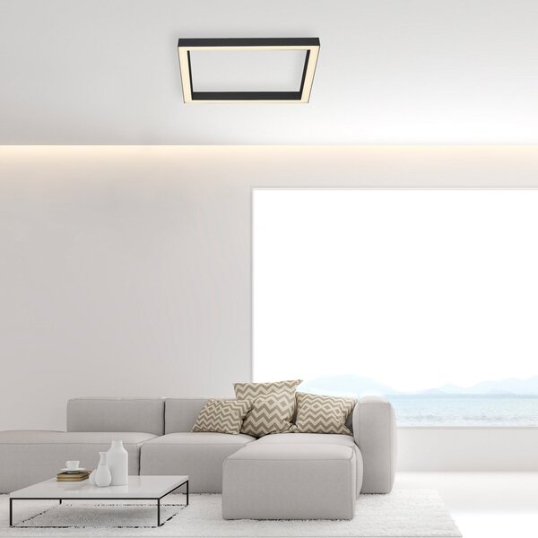 Stropné Lampa PURE, PURE Lines Square, stmievateľné, Čierna, Obývacia izba, Kov, Moderný