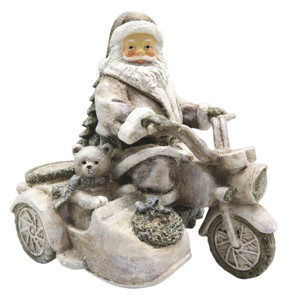Clayre & Eef Dekorácie Santa na motorke - 13 * 10 * 13 cm