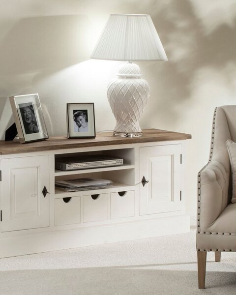 RTV skrinka Brighton 150 x 40 x 65 cm white&natural