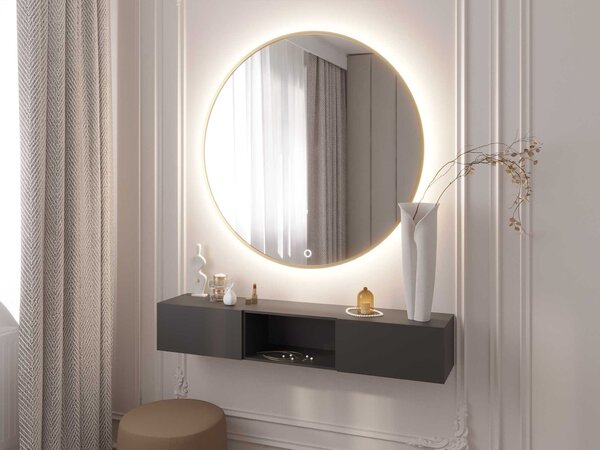 Okrúhle zrkadlo SOL s LED osvetlením - zlaté
