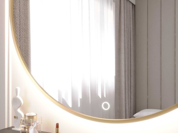 Okrúhle zrkadlo SOL s LED osvetlením - zlaté
