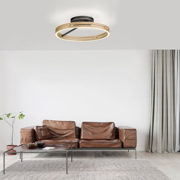 Stropné Lampa PURE, PURE Loop, stmievateľné, Zlatá / Mosadz, Obývacia izba, Hliník, Moderný