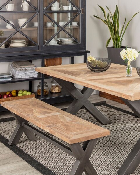 Lavička Moscal 160 x 40 x 46 cm black&natural: