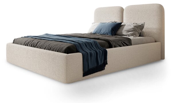 Manželská čalúnená posteľ s úložným priestorom Desio Slim 160x200 - krémová