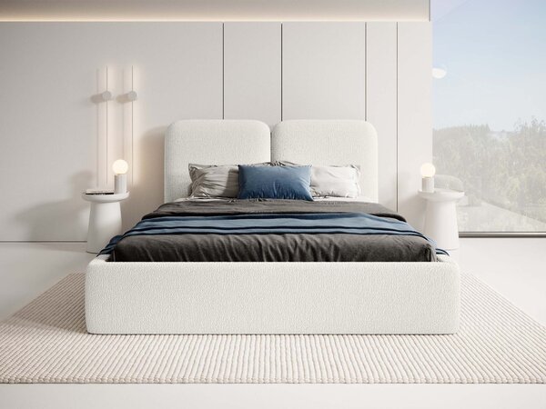 Manželská čalúnená posteľ s úložným priestorom Desio Slim 160x200 - smotanová