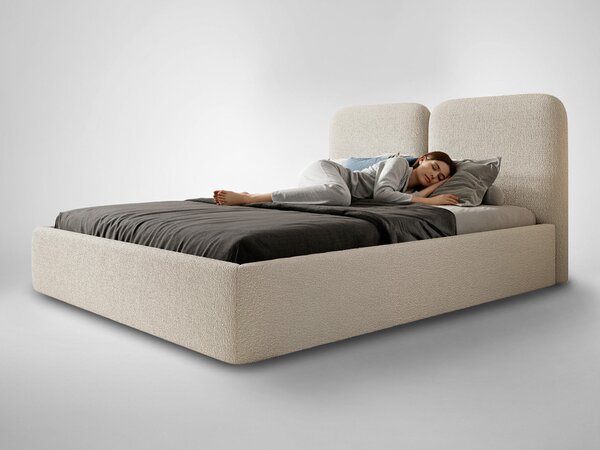 Manželská čalúnená posteľ s úložným priestorom Desio Slim 160x200 - krémová
