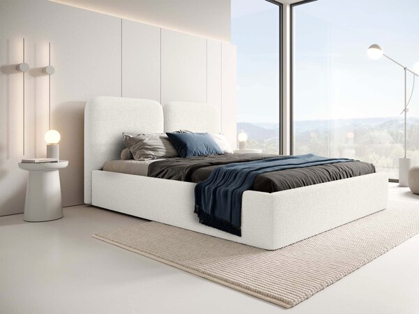 Manželská čalúnená posteľ s úložným priestorom Desio Slim 160x200 - smotanová