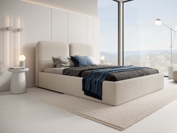 Manželská čalúnená posteľ s úložným priestorom Desio Slim 160x200 - krémová
