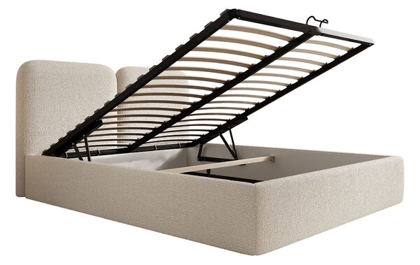 Manželská čalúnená posteľ s úložným priestorom Desio Slim 160x200 - krémová