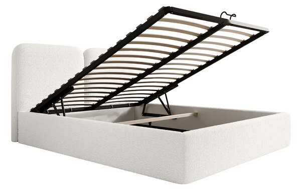Manželská čalúnená posteľ s úložným priestorom Desio Slim 160x200 - smotanová