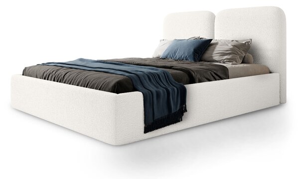 Manželská čalúnená posteľ s úložným priestorom Desio Slim 160x200 - smotanová